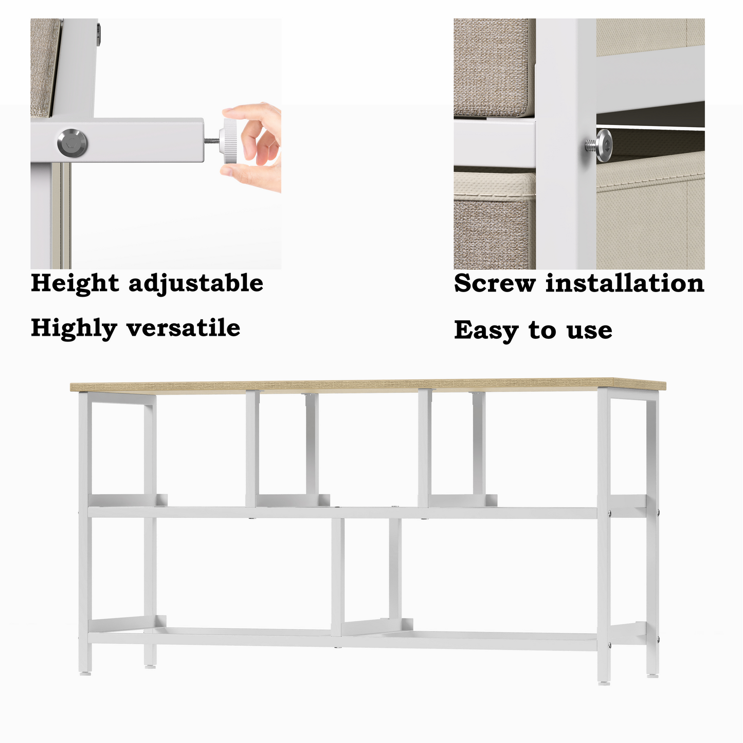 QFTIME 5 Drawer Dresser TV Stand, Sturdy Metal Frame, Massive Storage Fabric Drawers, Chest of Drawers for Bedroom, Living Room