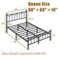 QFTIME 14 inch Queen Size Metal Bed Frame with Headboard and Footboard, Premium Metal Slats Support, Heavy Duty Mattress Foundation with Ample Under-bed Storage, No Box Spring Needed