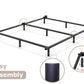 QFTIME Adjustable Low Profile Metal Bed Frame, Bed Base for Box Spring, Black, Queen