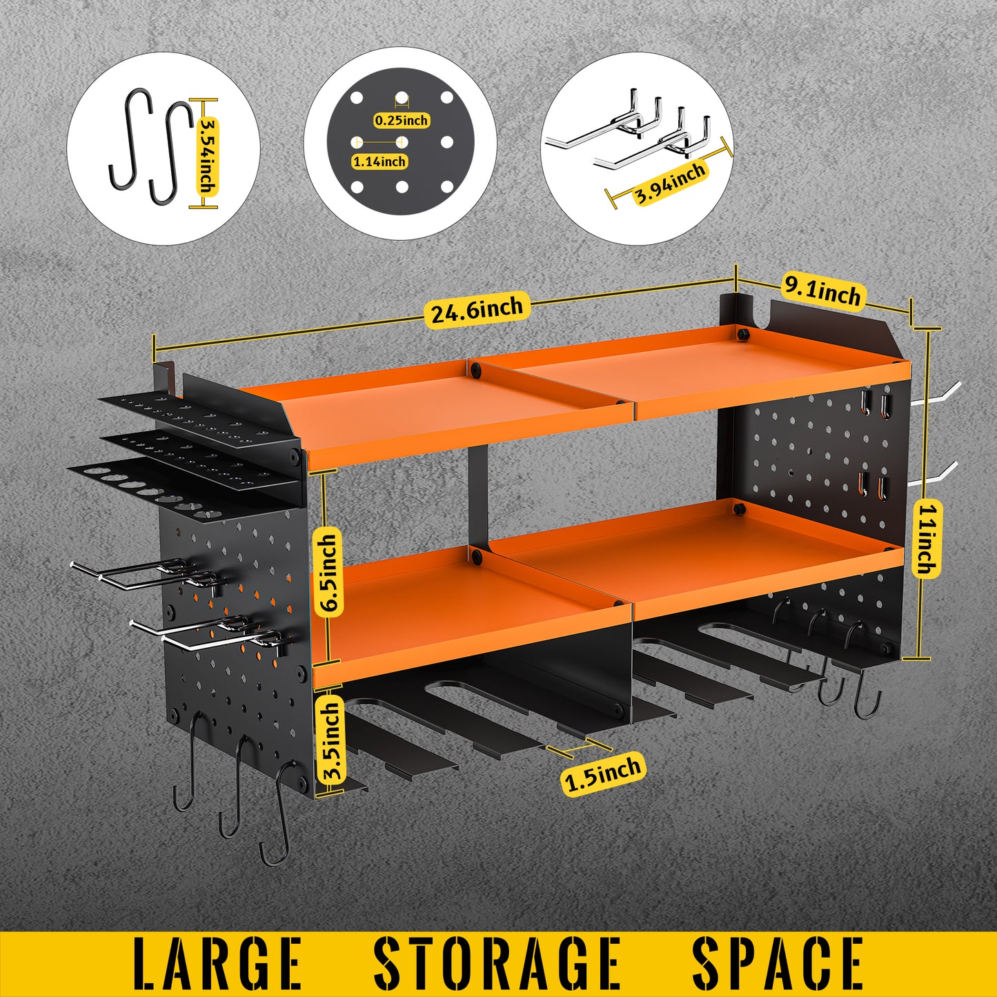 Power Tool Organizer, Power Drill Tool Holder, 3 Layer Utility Tool Storage Rack, Tool Organization for Pegboard, Workbench, and Garage