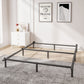 QFTIME Adjustable Low Profile Metal Bed Frame, Bed Base for Box Spring, Black, Queen