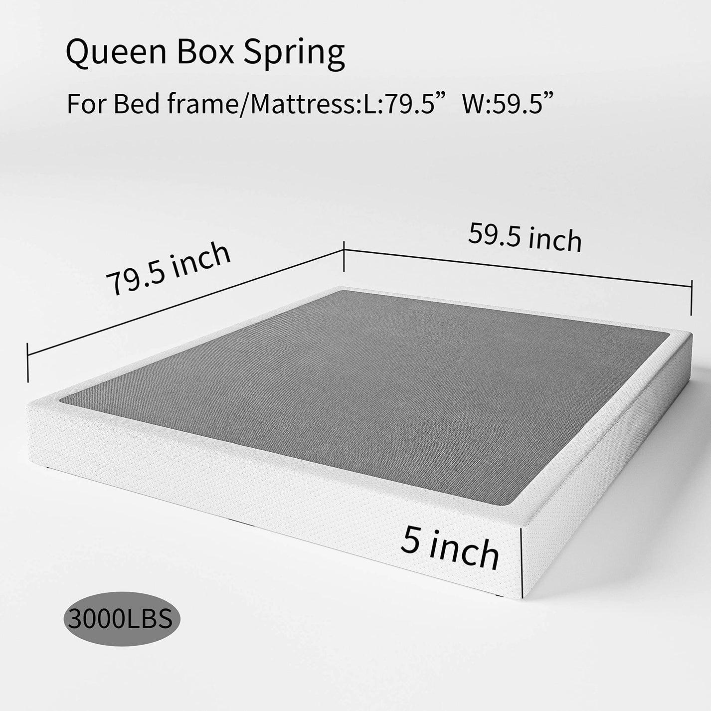 QFTIME 5" Metal Queen Box Spring, Mattress Foundation, HeavyDuty, Eas