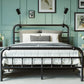 QFTIME Queen Bed Frame with Headboard，Heavy-Duty Metal Platform Bed Frame with 16" Storage,Non-Slip and Noise-Free,No Box Spring Needed,Black