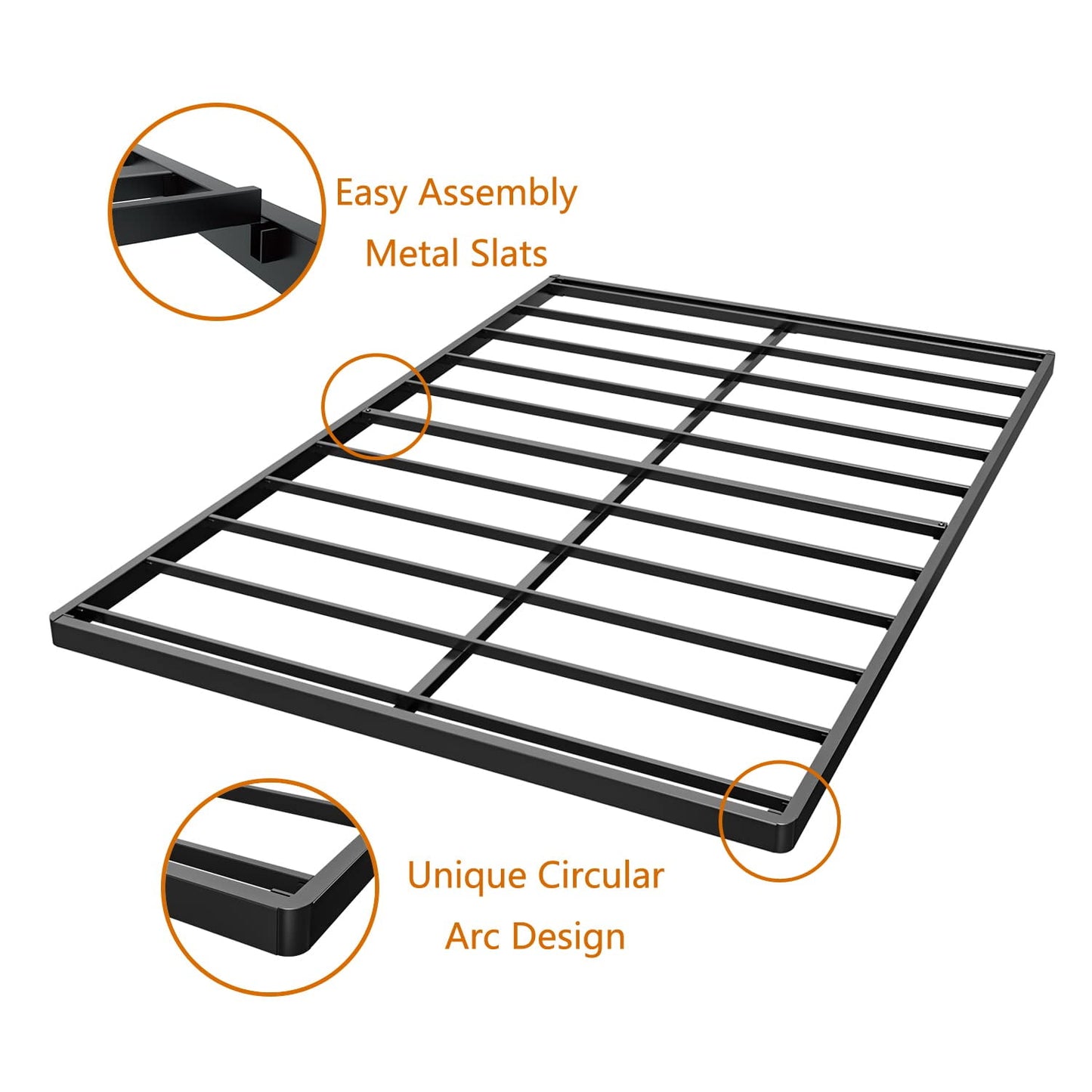 QFTIME Queen Box spring, 2 inch Bunkie Board Queen, Metal Mattress Fondation, Easy Assembly, Heavy-Duty