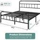QFTIME Queen Bed Frame with Headboard，Heavy-Duty Metal Platform Bed Frame with 16" Storage,Non-Slip and Noise-Free,No Box Spring Needed,Black