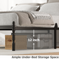 QFTIME 14" Queen Metal Platform Bed Frame with Anti-Slip Stoppers, Heavy-Duty Construction, No Box Spring Needed, Underbed Storage, Noise-Free Steel Slats