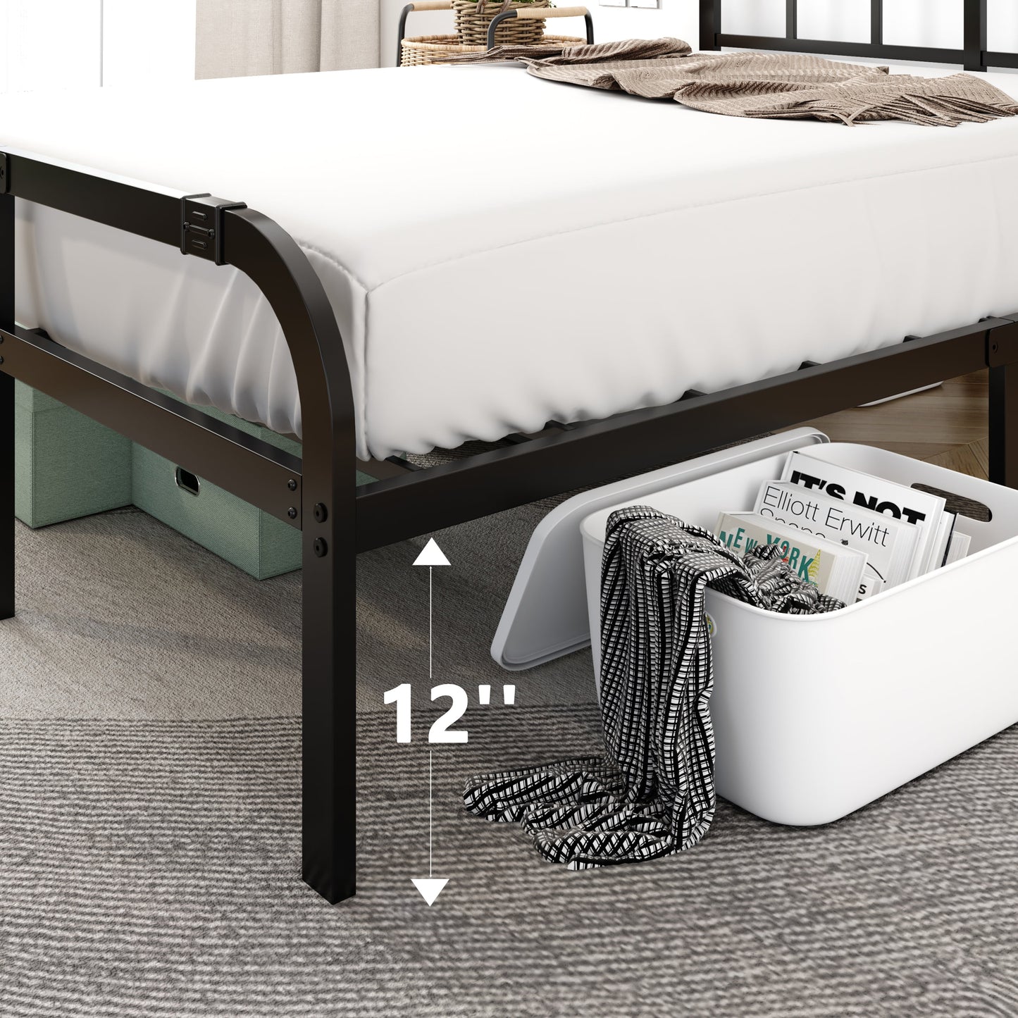 14" Metal Platform Bed Frame with Headboard and Footboard